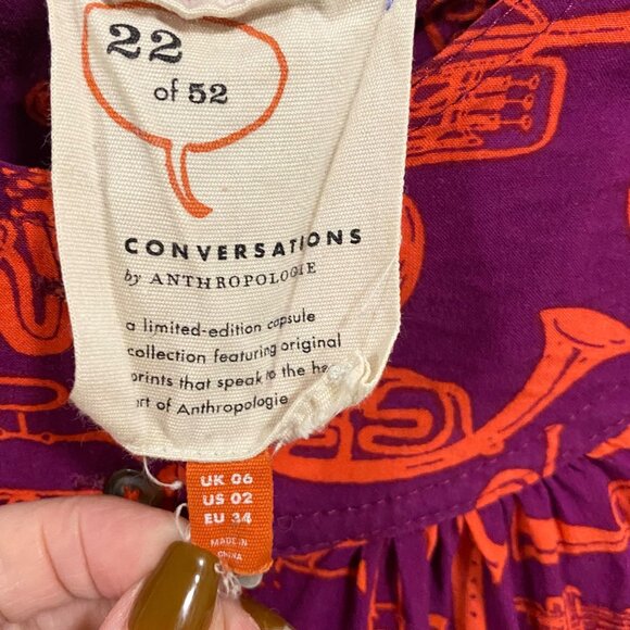 Anthropologie 52 Conversations  Colloquil Yoked Toot Your Own Horn Blouse Size 2 - Picture 3 of 8